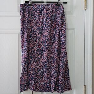 Apt 9 blue and pink floral print elastic waist pull on skirt Sz XL NWOT